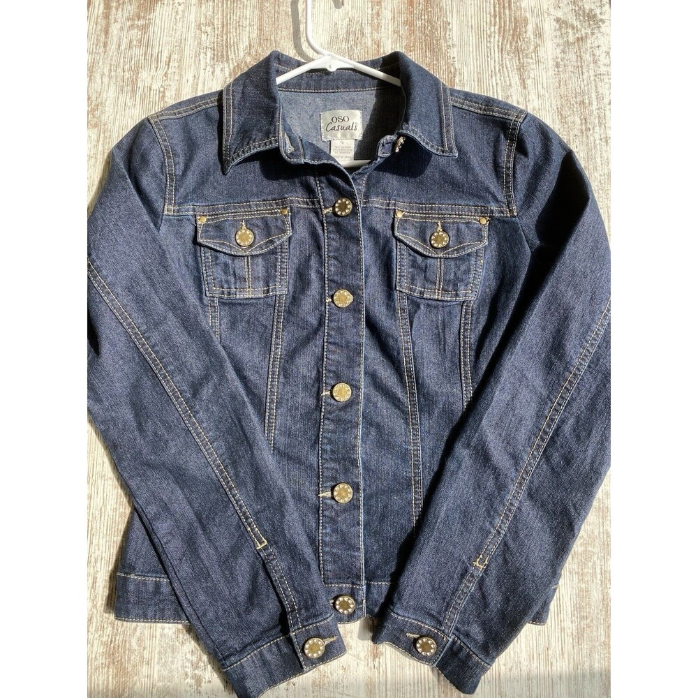 Women’s Dark Denim Jean Jacket OSO Casuals Size S  Soft Excellent Condition